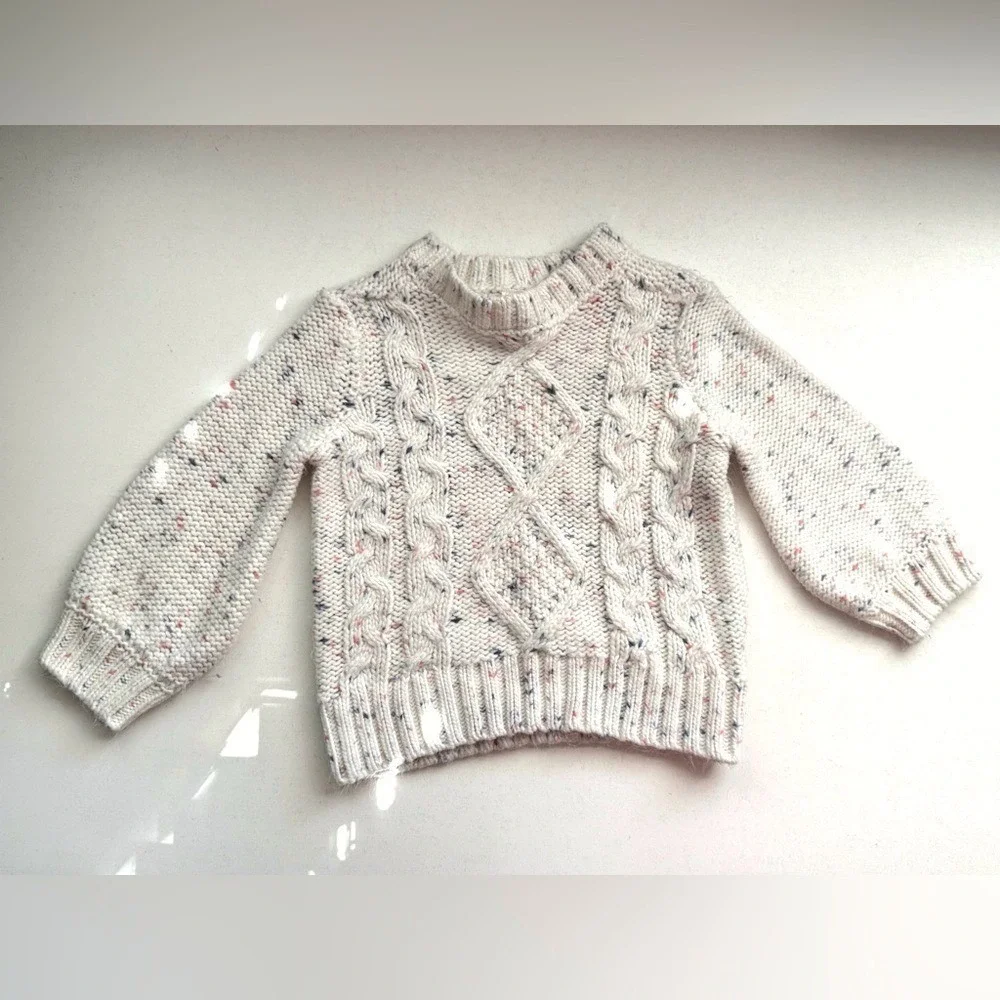 OshKosh Bgosh Kids Confetti Cable‎ Knit Sweater Cream Multi 24M